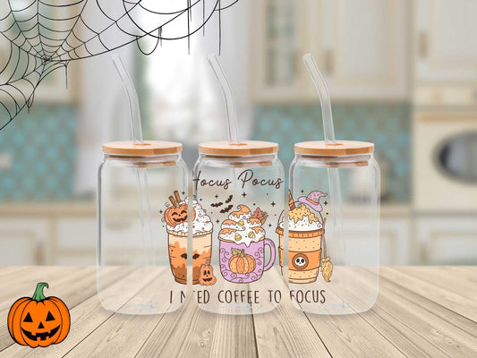 Hocus Pocus Coffee Cups - 16oz Frosted Glass Can