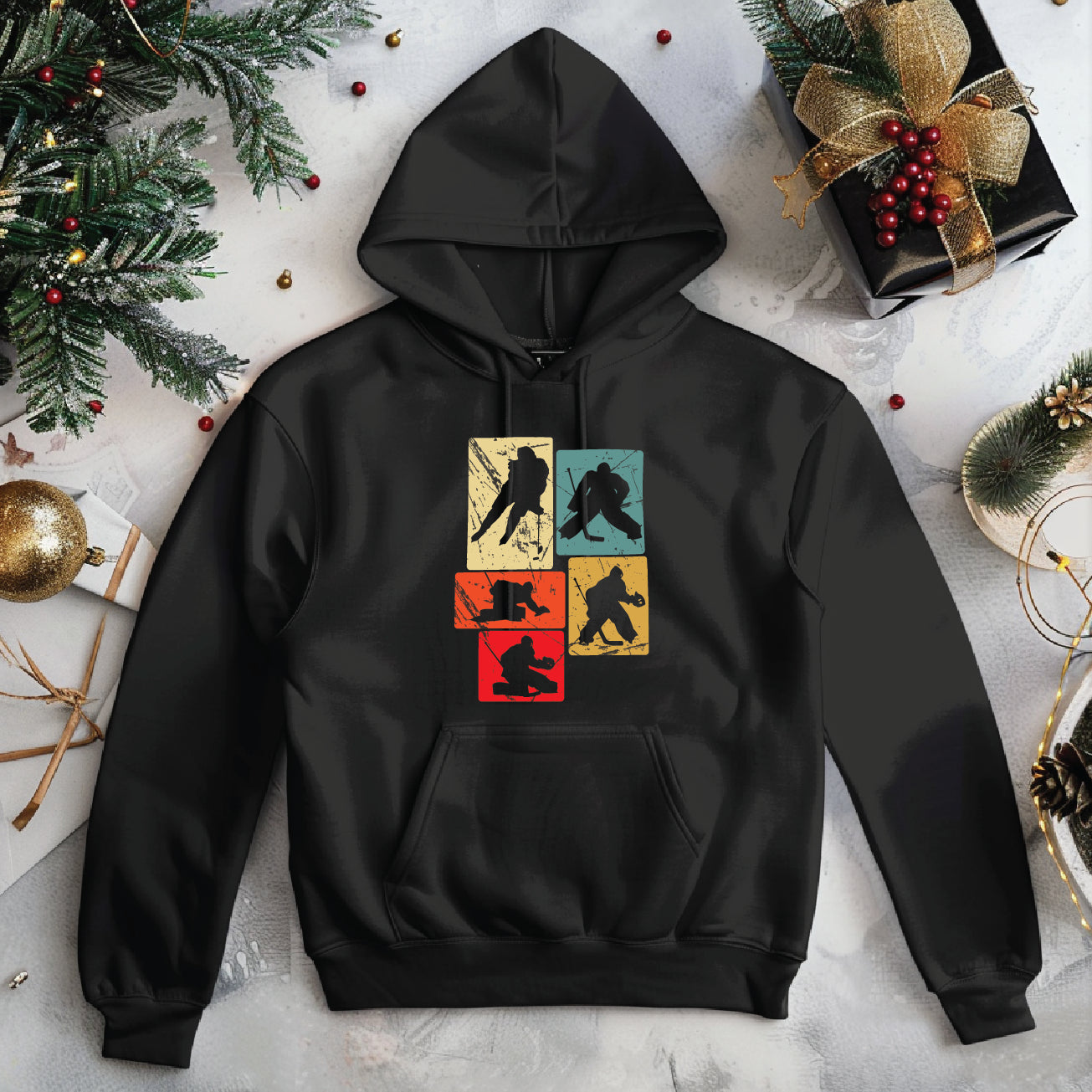 Retro Hockey Player Silhouette Hoodie & Sweater