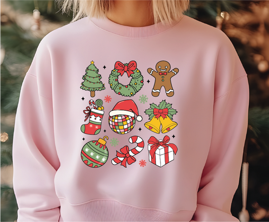 Christmas Collage Sweatshirt – Cute Holiday Symbols